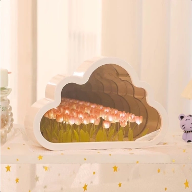 Đèn Tulip Gương Handmade Hình Đám Mây - Trang Trí Phòng Ngủ, Bàn Làm Việc, Phòng Khách, Giá 128k