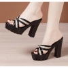 Dép cao gót đế thô quai chéo sọc 9f-12p-14p giảm giá 199k - Thời trang GPSHOPP 3