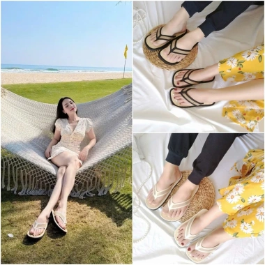 Dép cói nữ Q12 - Kẹp quai nhung, xỏ ngón, thích hợp trong nhà, văn phòng, đi biển, giảm giá 55k