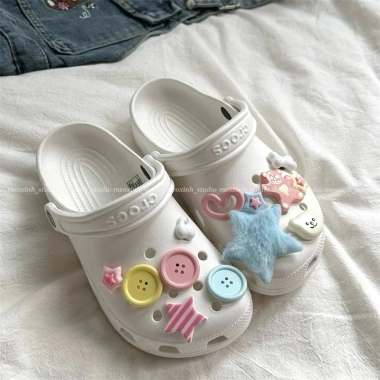 Dép Crocs Classic MEOXINHSTUDIO Gắn Charm Ngôi Sao Xanh Sắc Màu Cute Đẹp 365k
