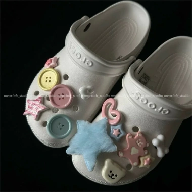Dép Crocs Classic MEOXINHSTUDIO Gắn Charm Ngôi Sao Xanh Sắc Màu Cute Đẹp 365k