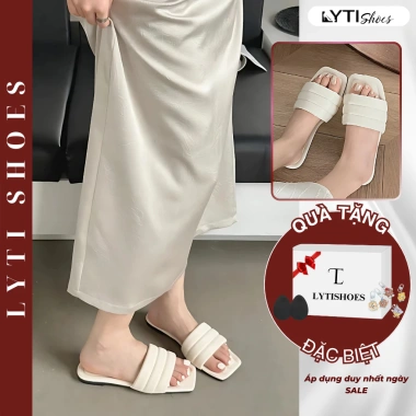 Dép Đế Bệt Da Quai Ngang Tiểu Thư Thanh Lịch Êm Chân Đi Biển Lytishoes G123 205k