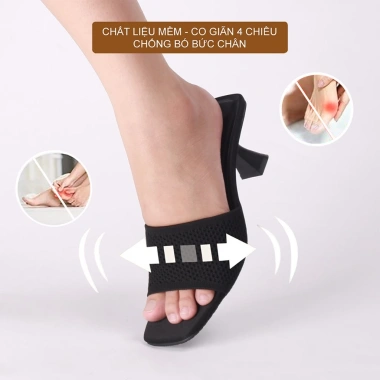 Dép guốc cao CORI I CR10.261 đen mũi vuông, gót quai ngang, bản nhỏ, thời trang Tết 2.026 - chỉ 310.000₫