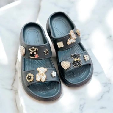 Dép hai quai nữ đế cao 7cm đi chơi, đi biển - kèm bộ charm đá thời trang 5