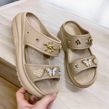 Dép hai quai nữ đế cao 7cm đi chơi, đi biển - kèm bộ charm đá thời trang 6