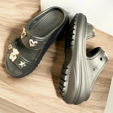 Dép hai quai nữ đế cao 7cm đi chơi, đi biển - kèm bộ charm đá thời trang 8