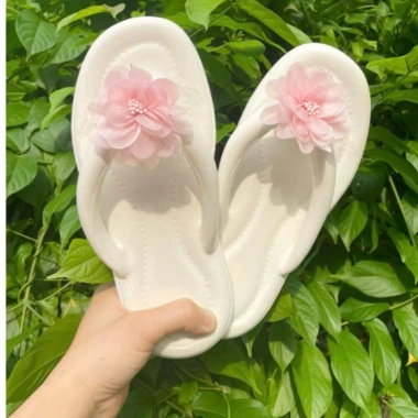Dép kẹp hoa lan nơ nhung xinh, Eva chống trơn trượt, dễ phối, phong cách mới 56k