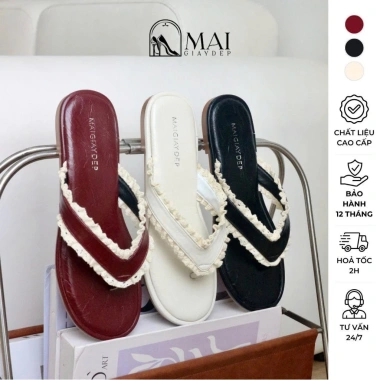 Dép kẹp nữ ONDA MAIGIAYDEP chất si mềm mịn phối ren, phù hợp đi học, đi chơi - Chỉ 189.000 VND
