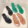 Dép kẹp nữ thời trang đi biển đế bệt xỏ ngón mũi tròn quai mảnh da bóng chống trượt 49k 7