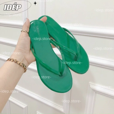 Dép kẹp nữ thời trang đi biển đế bệt xỏ ngón mũi tròn quai mảnh da bóng chống trượt 49k
