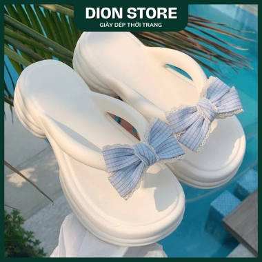 Dép kẹp nữ XIXITIAO đế cao 5cm EVA xỏ ngón nơ dễ thương - Dép đi biển DIONSTORE