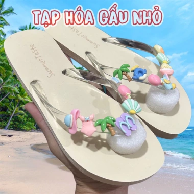 Dép Kẹp Xỏ Ngón Mix Charm Đi Dã Ngoại, Biển, Du Lịch Mùa Hè Tặng 14 Sticker Giá 30k