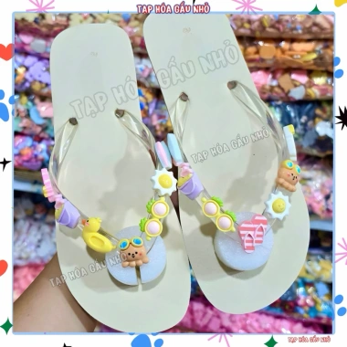 Dép Kẹp Xỏ Ngón Mix Charm Đi Dã Ngoại, Biển, Du Lịch Mùa Hè Tặng 14 Sticker Giá 30k