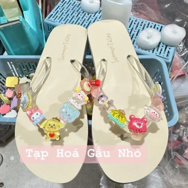 Dép Kẹp Xỏ Ngón Mix Charm Đi Dã Ngoại, Biển, Du Lịch Mùa Hè Tặng 14 Sticker Giá 30k
