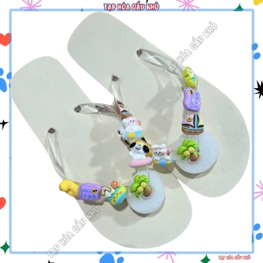 Dép Kẹp Xỏ Ngón Mix Charm Đi Dã Ngoại, Biển, Du Lịch Mùa Hè Tặng 14 Sticker Giá 30k