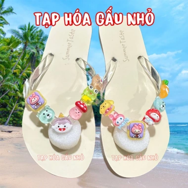 Dép Kẹp Xỏ Ngón Mix Charm Đi Dã Ngoại, Biển, Du Lịch Mùa Hè Tặng 14 Sticker Giá 30k