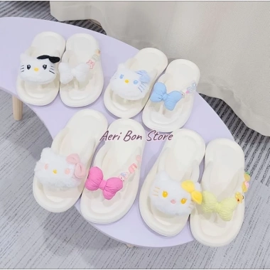 Dép Kẹp Xỏ Ngón Nữ Hello Kitty Gắn Charm Nơ EVA Siêu Nhẹ Chống Trơn Trượt Giá 59k