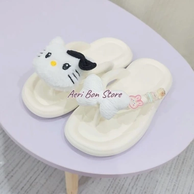 Dép Kẹp Xỏ Ngón Nữ Hello Kitty Gắn Charm Nơ EVA Siêu Nhẹ Chống Trơn Trượt Giá 59k