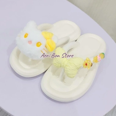 Dép Kẹp Xỏ Ngón Nữ Hello Kitty Gắn Charm Nơ EVA Siêu Nhẹ Chống Trơn Trượt Giá 59k
