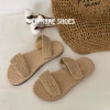 Dép lê cói 2 quai ngang trơn, siêu nhẹ, chống trơn trượt, vintage du lịch biển nữ D033