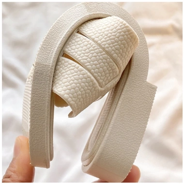 Dép lê nữ chữ H cao su chống nước, quai H đan dây ngang, êm mềm du lịch - 79.000₫ 5