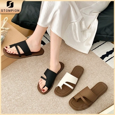 Dép Lê Sandal Nữ STOMPION Thời Trang Hàn Quốc - Phong Cách Tối Giản, Đế Bằng Êm, Nhiều Màu, Giá Chỉ 32.500₫ 9