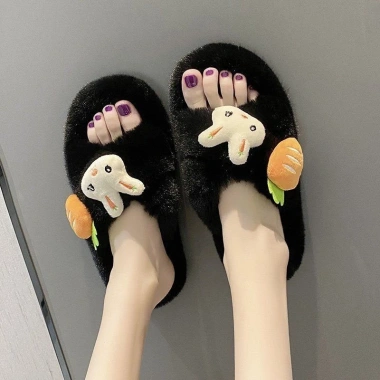 Dép Lông Đi Trong Nhà Cute Sticker Thỏ Cà Rốt, Quai Chéo Ấm Áp Mùa Đông 77.000₫ 6