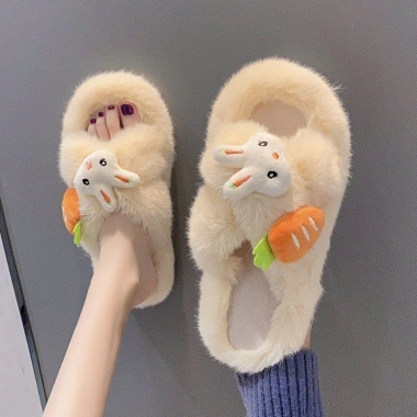 Dép Lông Đi Trong Nhà Cute Sticker Thỏ Cà Rốt, Quai Chéo Ấm Áp Mùa Đông 77.000₫ 10