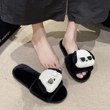Dép lông hình cún đeo kính ngầu, dày 1,5 cm, chống trơn, ấm áp cho nhà, văn phòng, khách sạn - giảm còn 99.000₫ 3