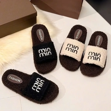 Dép lông quai ngang MINMIN thêu họa tiết - Siêu nhẹ, thoải mái cho đi chơi và trong nhà, giảm giá 54.999₫
