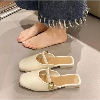 Dép mũi vuông nữ giày trượt đế mềm, cao gót 3cm, phong cách Hàn Quốc - Giá 58.500₫ 4