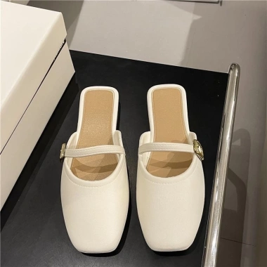 Dép mũi vuông nữ giày trượt đế mềm, cao gót 3cm, phong cách Hàn Quốc - Giá 58.500₫ 5