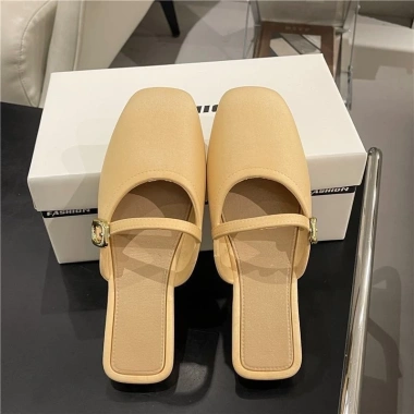 Dép mũi vuông nữ giày trượt đế mềm, cao gót 3cm, phong cách Hàn Quốc - Giá 58.500₫ 6