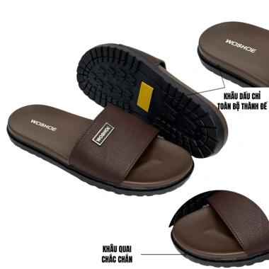 Dép nam quai ngang WOSHOE khâu dấu chỉ, chống thấm nước, da microfiber cao cấp 5 Dép nam quai ngang WOSHOE khâu dấu chỉ, chống thấm nước, da microfiber cao cấp 5