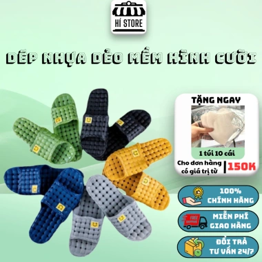 Dép nhựa dẻo mặt cười quai ngang - Thoải mái đi trong nhà, văn phòng, khách sạn, giá 34.900₫
