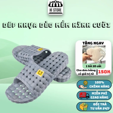 Dép nhựa dẻo mặt cười quai ngang - Thoải mái đi trong nhà, văn phòng, khách sạn, giá 34.900₫