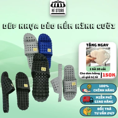 Dép nhựa dẻo mặt cười quai ngang - Thoải mái đi trong nhà, văn phòng, khách sạn, giá 34.900₫