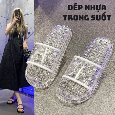 Dép Nhựa Quai Trong Họa Tiết Đế Vân Nổi – Thoải mái trong nhà tắm, chỉ 30.996 VNĐ