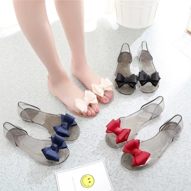 Dép nhựa trong suốt nữ đi mưa đính nơ siêu cute - Giá 63.999đ Thegioigiay V157 9