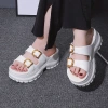 Dép Nữ Bánh Mì Hai Quai Ngang Khoá Mạ Vàng LadyShoesVN - Đế Tăng 6cm, Giá Ưu Đãi 89.000 VND