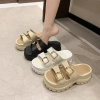 Dép Nữ Bánh Mì Hai Quai Ngang Khoá Mạ Vàng LadyShoesVN - Đế Tăng 6cm, Giá Ưu Đãi 89.000 VND 7
