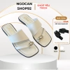 Dép nữ đế thấp quai xỏ ngón trắng đen, khóa vàng, đi biển, đi làm, cà phê dạo phố 91.000₫