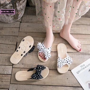 Dép nữ đi biển đi chơi đi làm họa tiết chấm bi siêu xinh êm mềm cao cấp - Giá chỉ 69.000 VND Hottrend BIKINI.VN