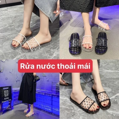 Dép Nữ Quai Ngang Nhựa Trong Suốt Girl Phố Đi Mưa - Giá chỉ 35.000 VND, Siêu nhẹ, Độ bám cao
