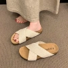 Dép quai chéo nữ Hottrend 2.025 vải cao cấp đế cao su 3cm - Đi chơi, đi biển siêu VIP DOZIMAX