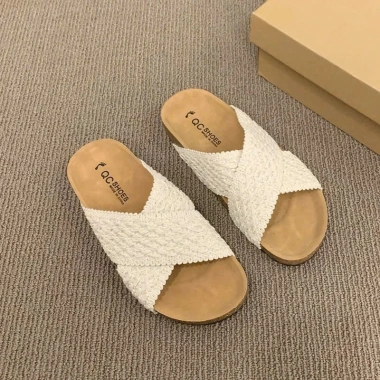 Dép quai chéo nữ Hottrend 2.025 vải cao cấp đế cao su 3cm - Đi chơi, đi biển siêu VIP DOZIMAX