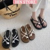 Dép quai hậu nữ sandal dây chéo xỏ ngón đế cao 2cm đi học, đi biển MS45 giảm 175.900 VND