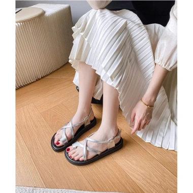 Dép quai hậu nữ sandal dây chéo xỏ ngón đế cao 2cm đi học, đi biển MS45 giảm 175.900 VND 4