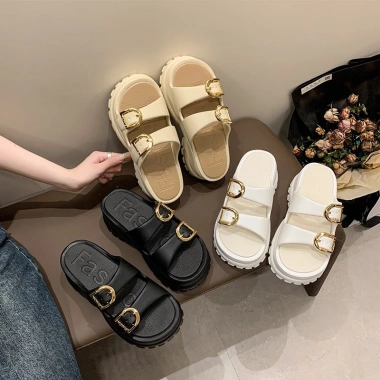 Dép Quai Ngang Nữ 2 Khoá Độn Đế Răng Cưa Siêu Cấp Hot – Giá 79.700 VNĐ