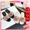 Dép quai ngang nữ đế bệt hoa vintage, PVC siêu mềm êm chân, xinh đi biển 69.000₫